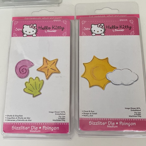 4 Packages Sizzix Medium Sizzlits Dies Hello Kitty, Flourishes, Snow Phrase New - Picture 2 of 5